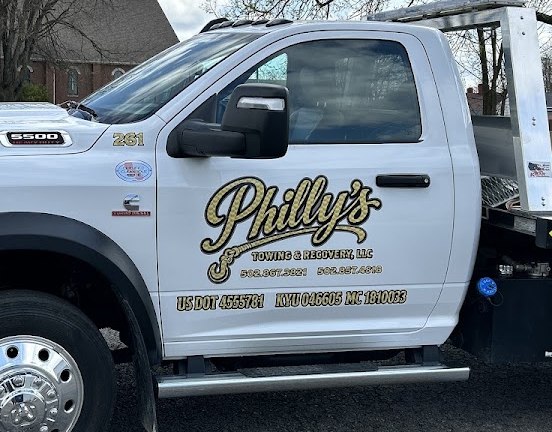 Philly's Towing truck logo closeup